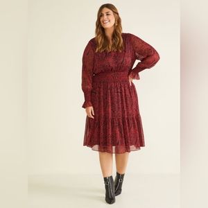 Laura Plus red paisley print midi dress size 18